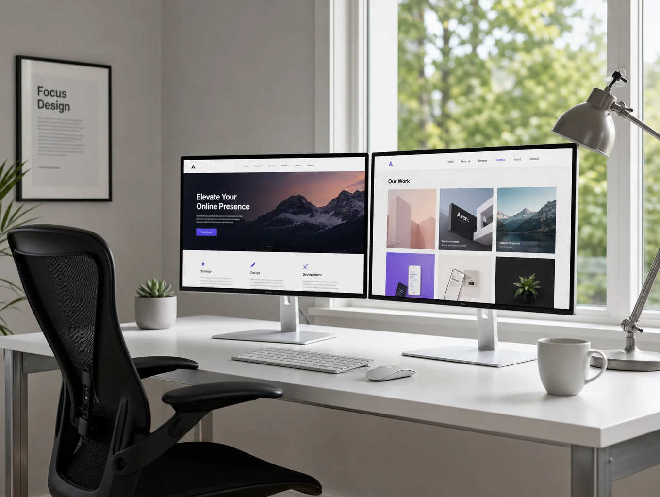 Professionele werkplek voor webontwikkeling en responsive design