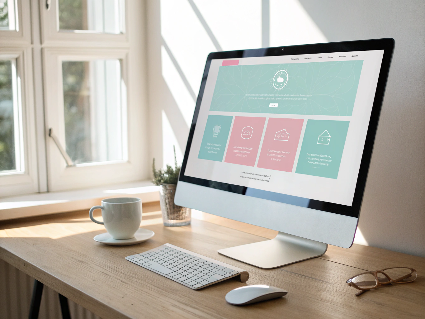 Modern webdesign scherm met desktop interface